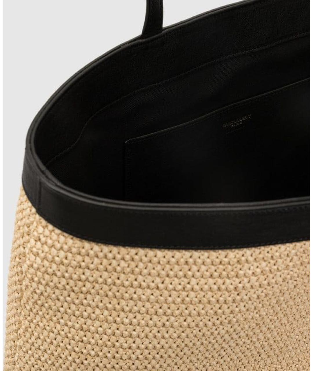 SAINT LAURENT Бежевая пелетеная сумка с короткими ручками, фото 4