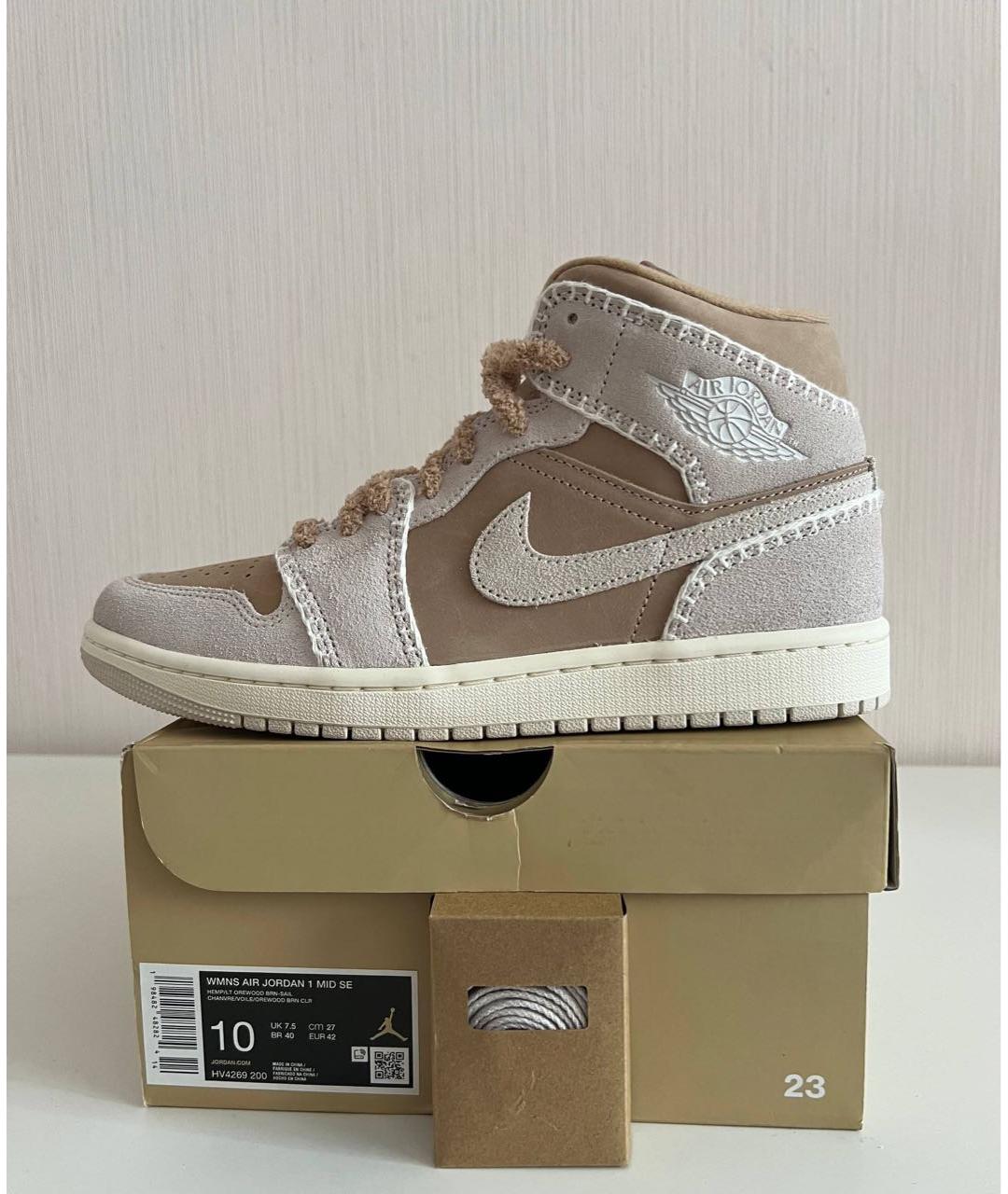 JORDAN Бежевые замшевые кроссовки, фото 5