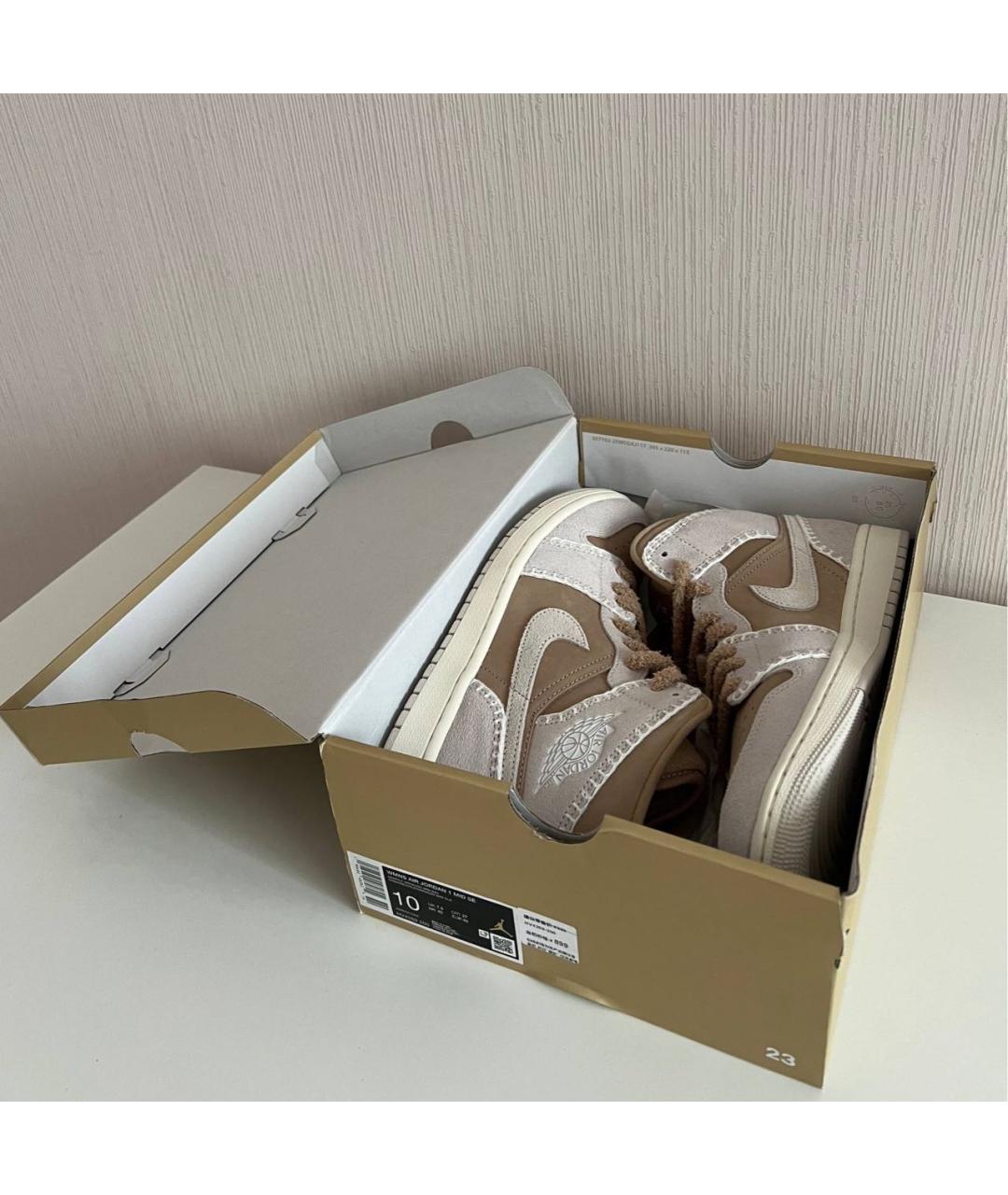 JORDAN Бежевые замшевые кроссовки, фото 4