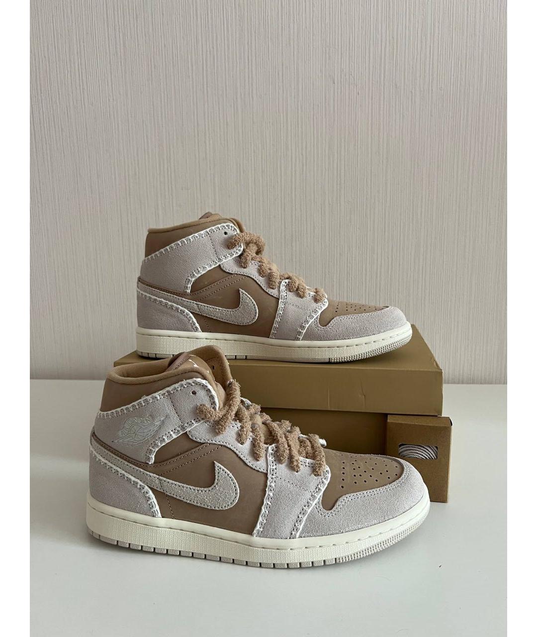 JORDAN Бежевые замшевые кроссовки, фото 6