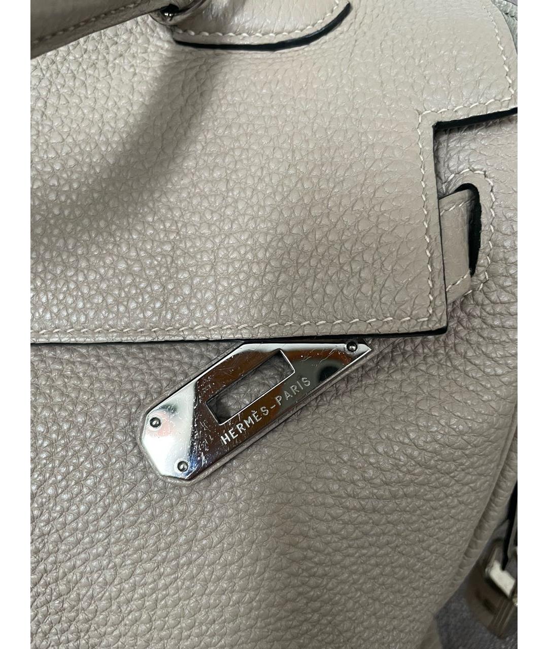 HERMES Серая кожаная сумка с короткими ручками, фото 5