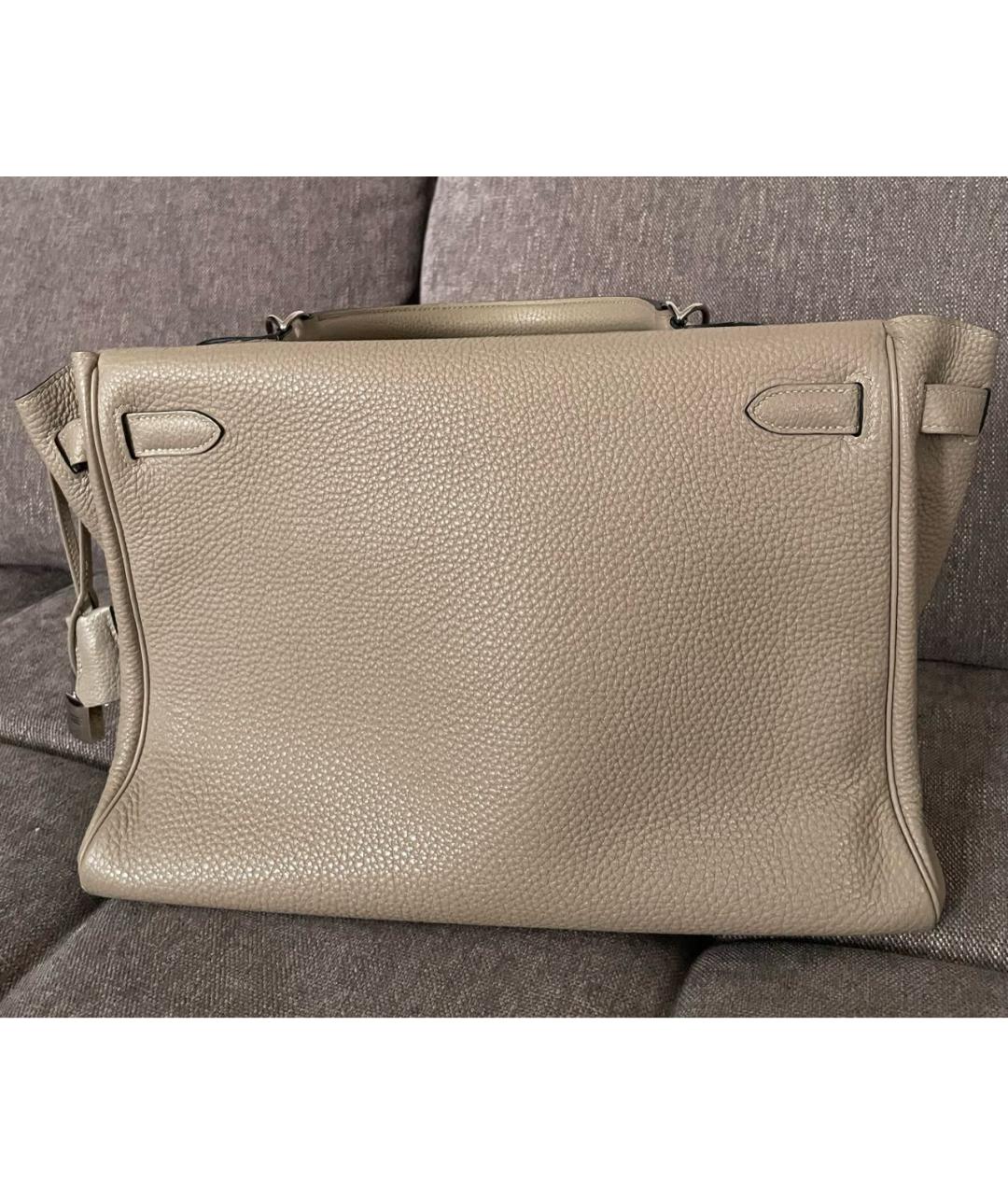 HERMES Серая кожаная сумка с короткими ручками, фото 3
