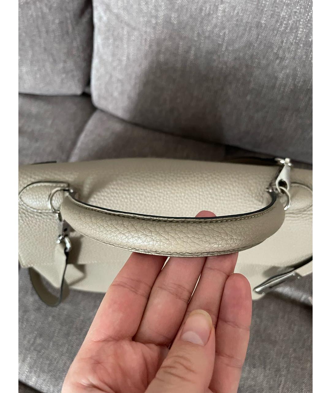 HERMES Серая кожаная сумка с короткими ручками, фото 8