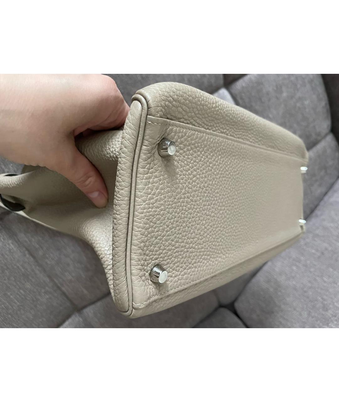 HERMES Серая кожаная сумка с короткими ручками, фото 2