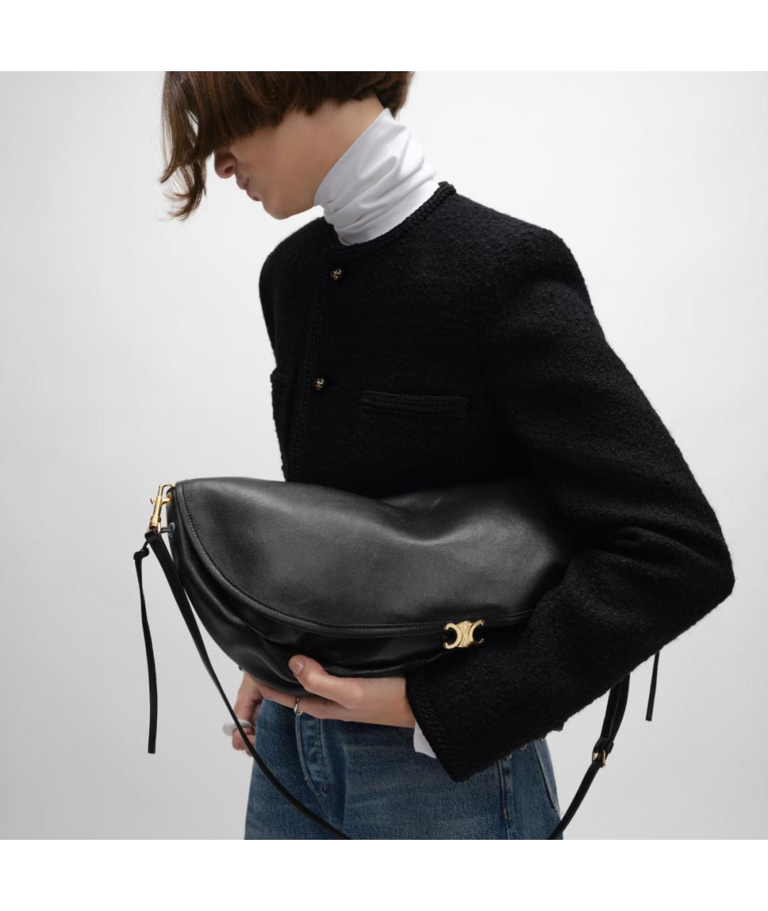 CELINE Черная кожаная сумка тоут, фото 3