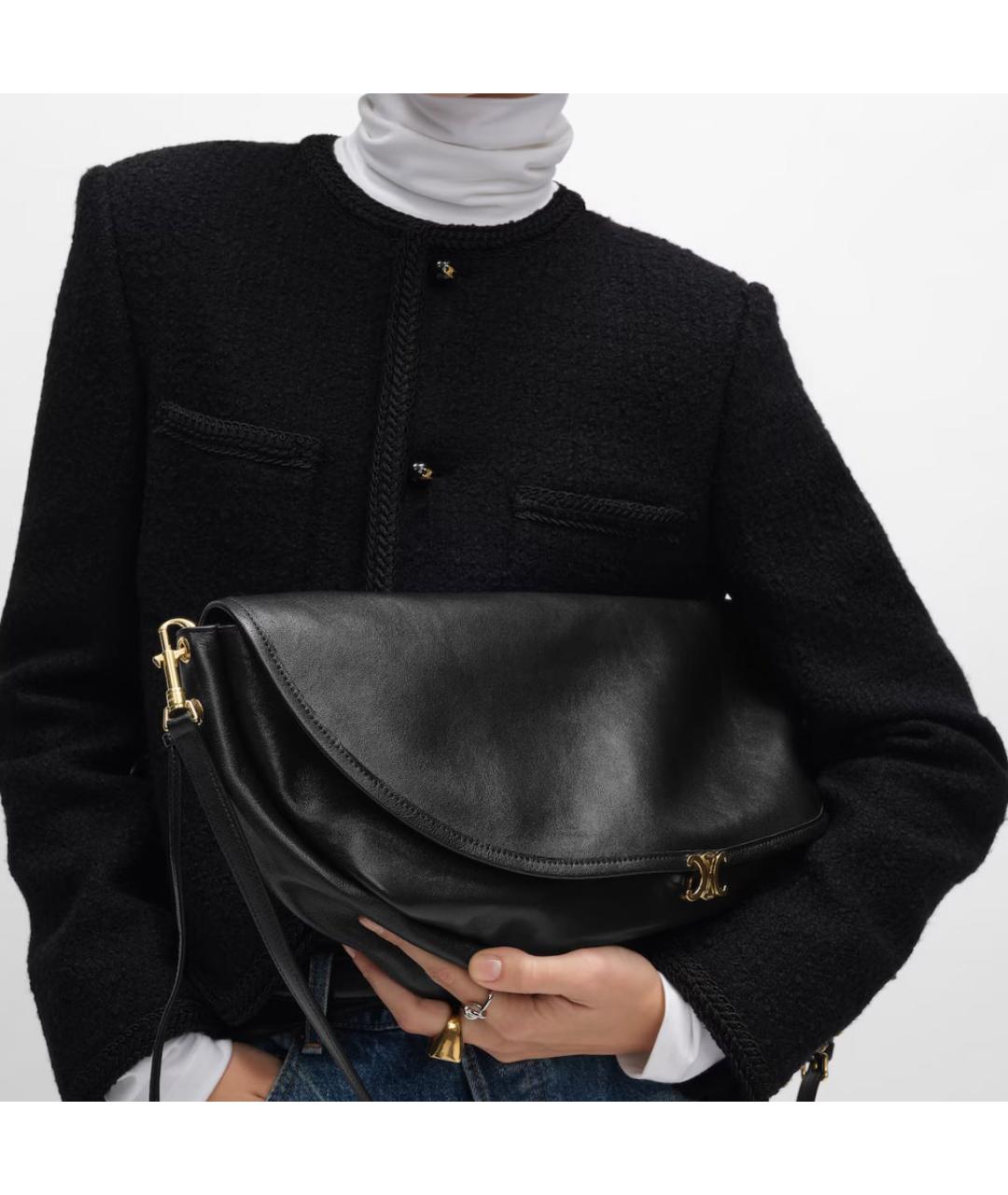 CELINE Черная кожаная сумка тоут, фото 2