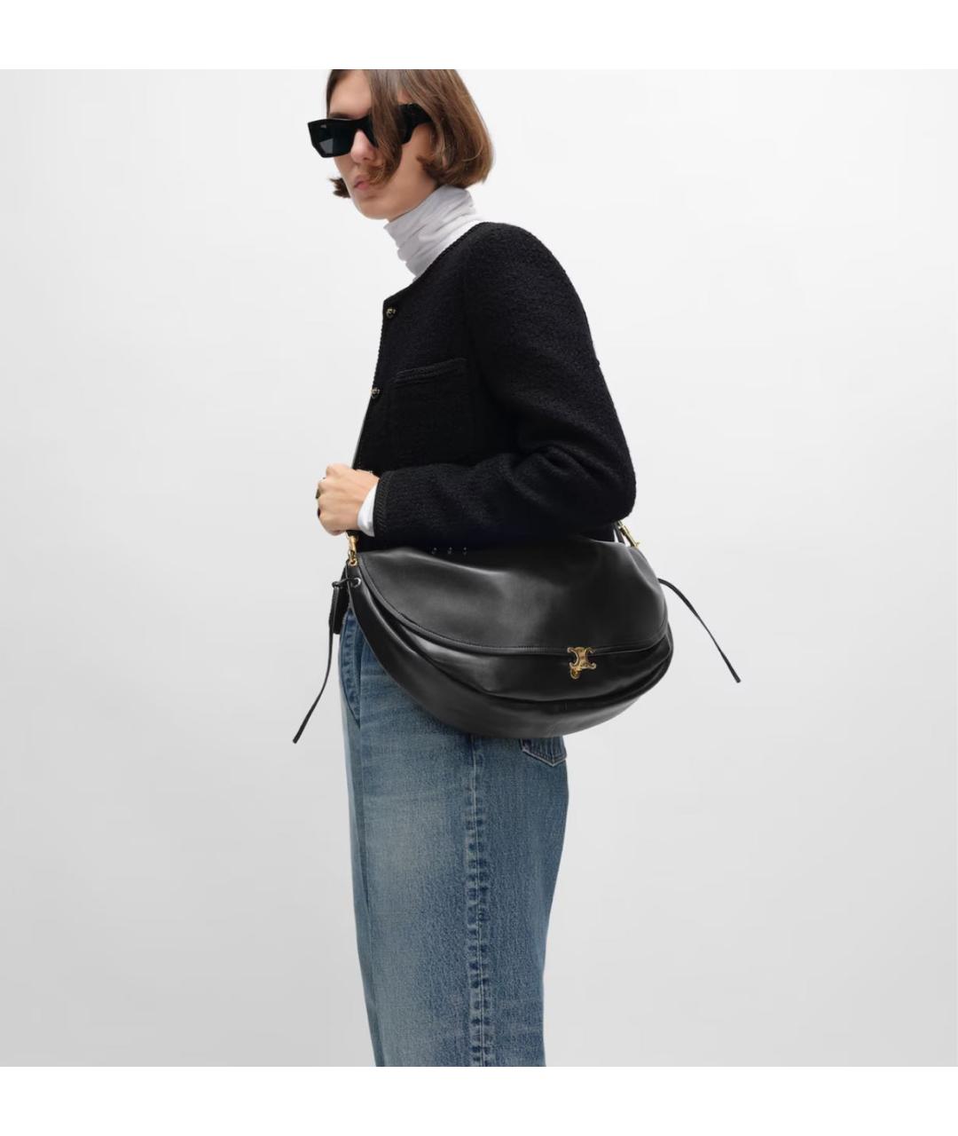 CELINE Черная кожаная сумка тоут, фото 4