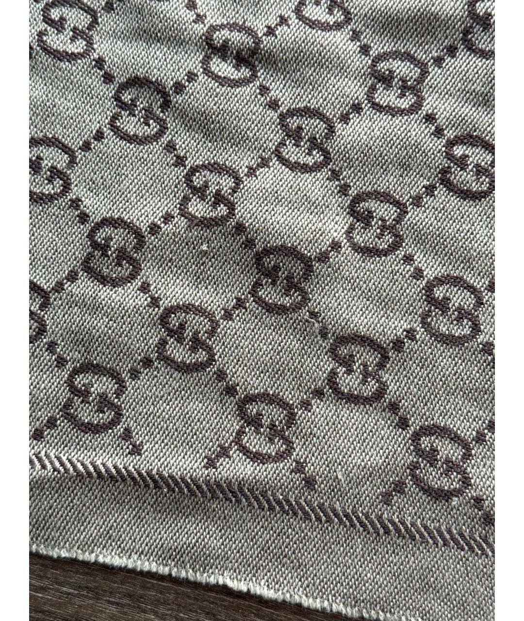GUCCI Коричневый шерстяной шарф, фото 8