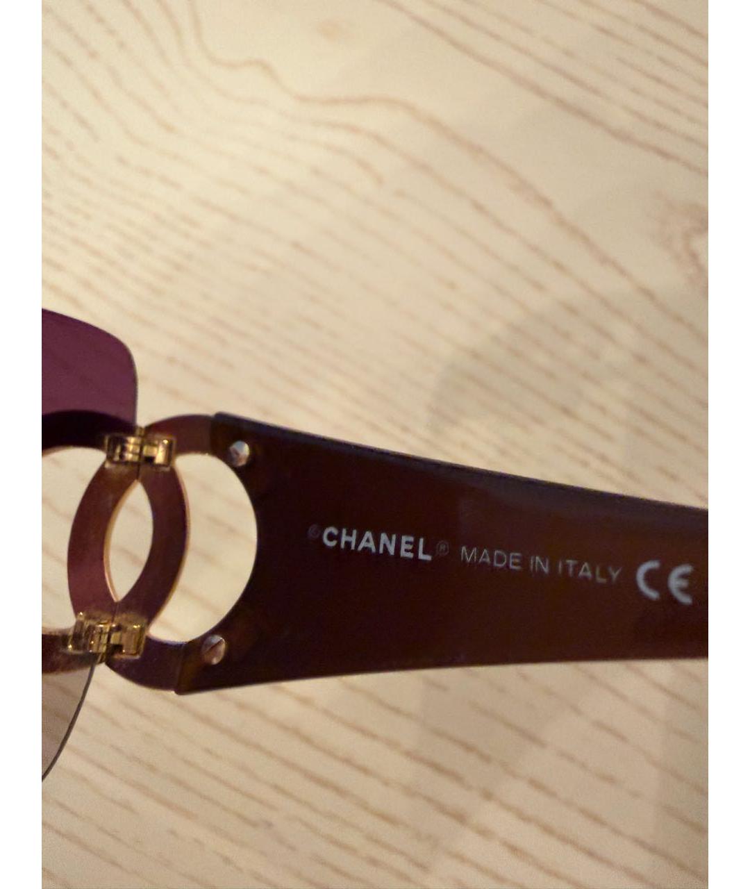 CHANEL Коричневые пластиковые солнцезащитные очки, фото 4