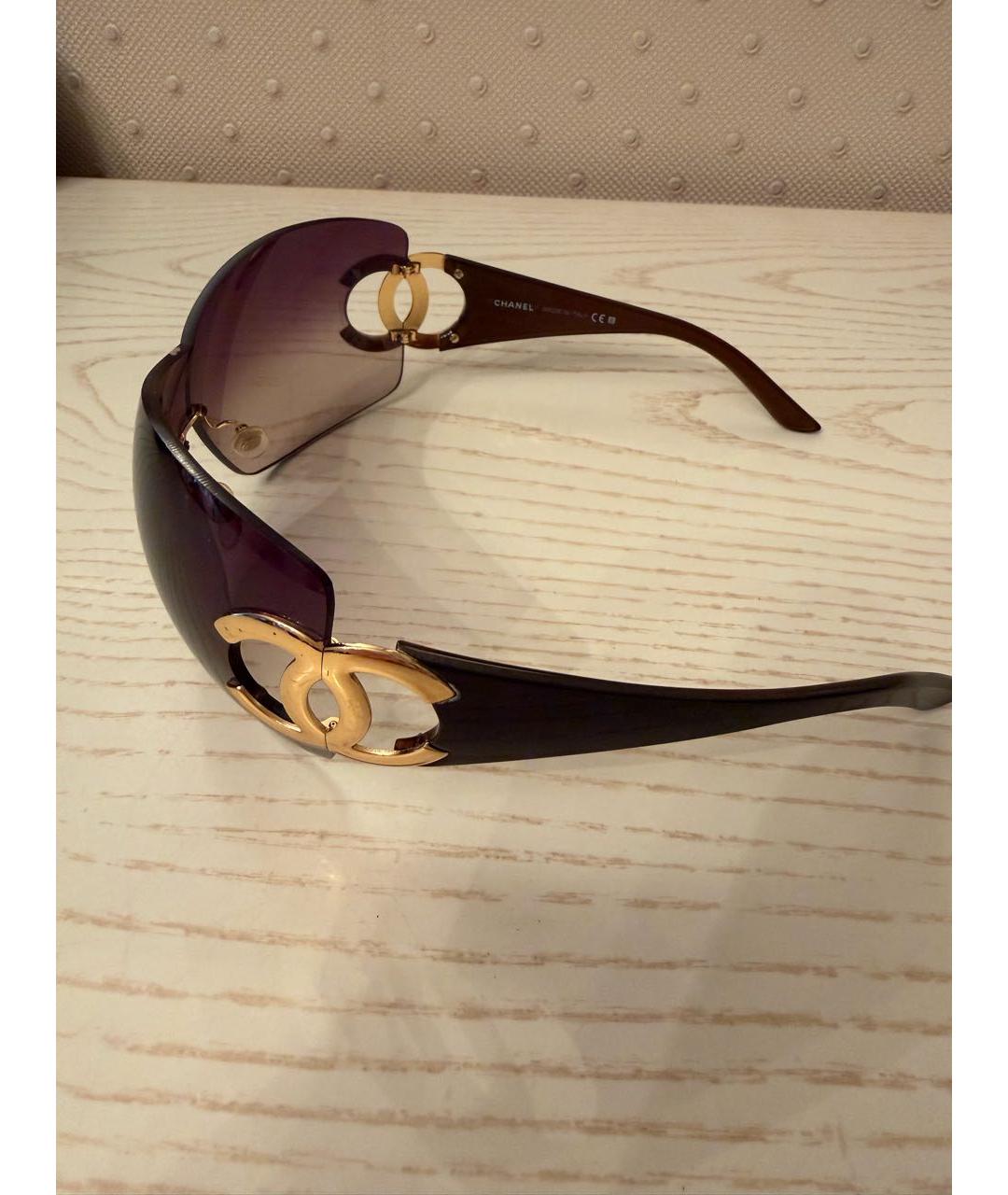 CHANEL Коричневые пластиковые солнцезащитные очки, фото 2