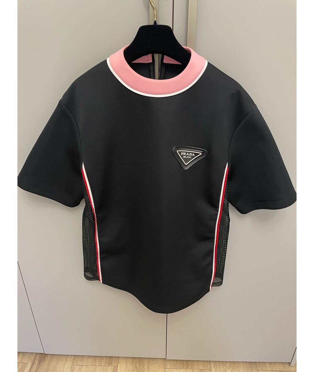 PRADA Черная полиэстеровая футболка, фото 8
