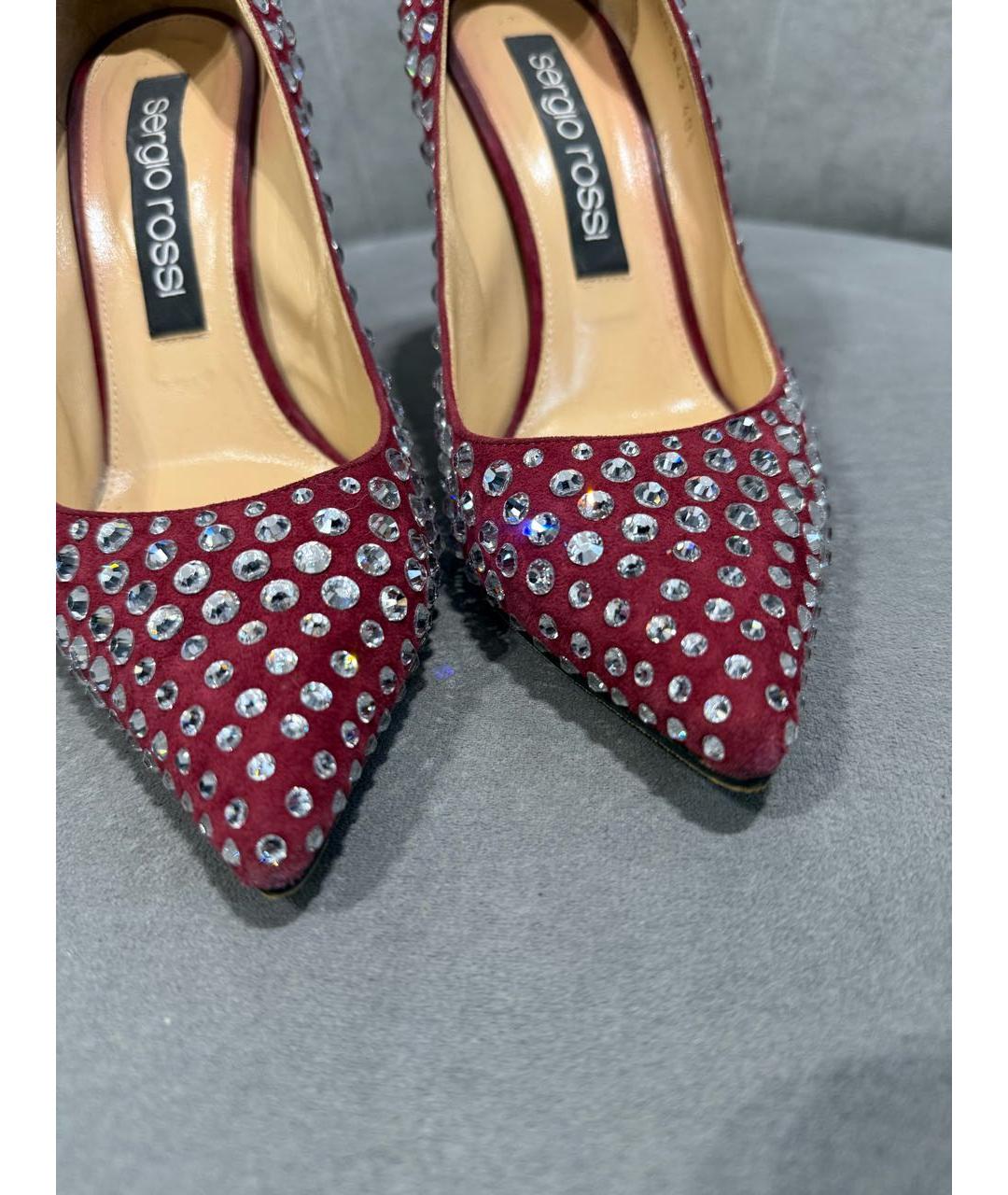SERGIO ROSSI Бордовые замшевые туфли, фото 5