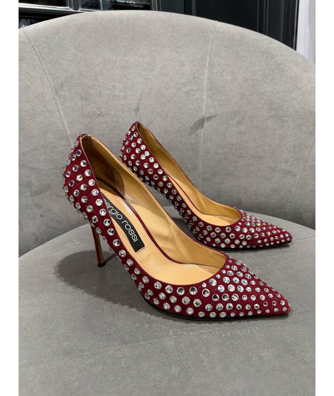 SERGIO ROSSI Бордовые замшевые туфли, фото 3