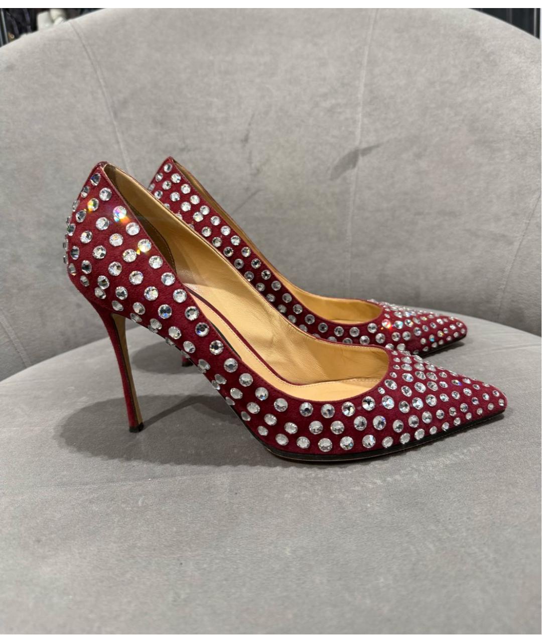 SERGIO ROSSI Бордовые замшевые туфли, фото 8