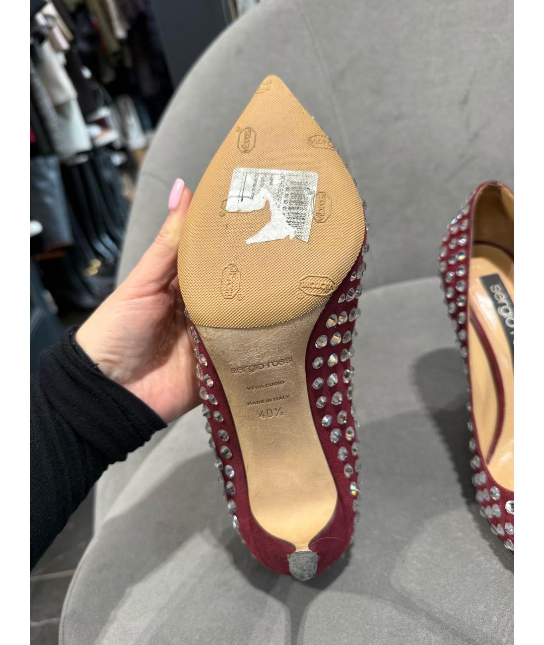 SERGIO ROSSI Бордовые замшевые туфли, фото 6
