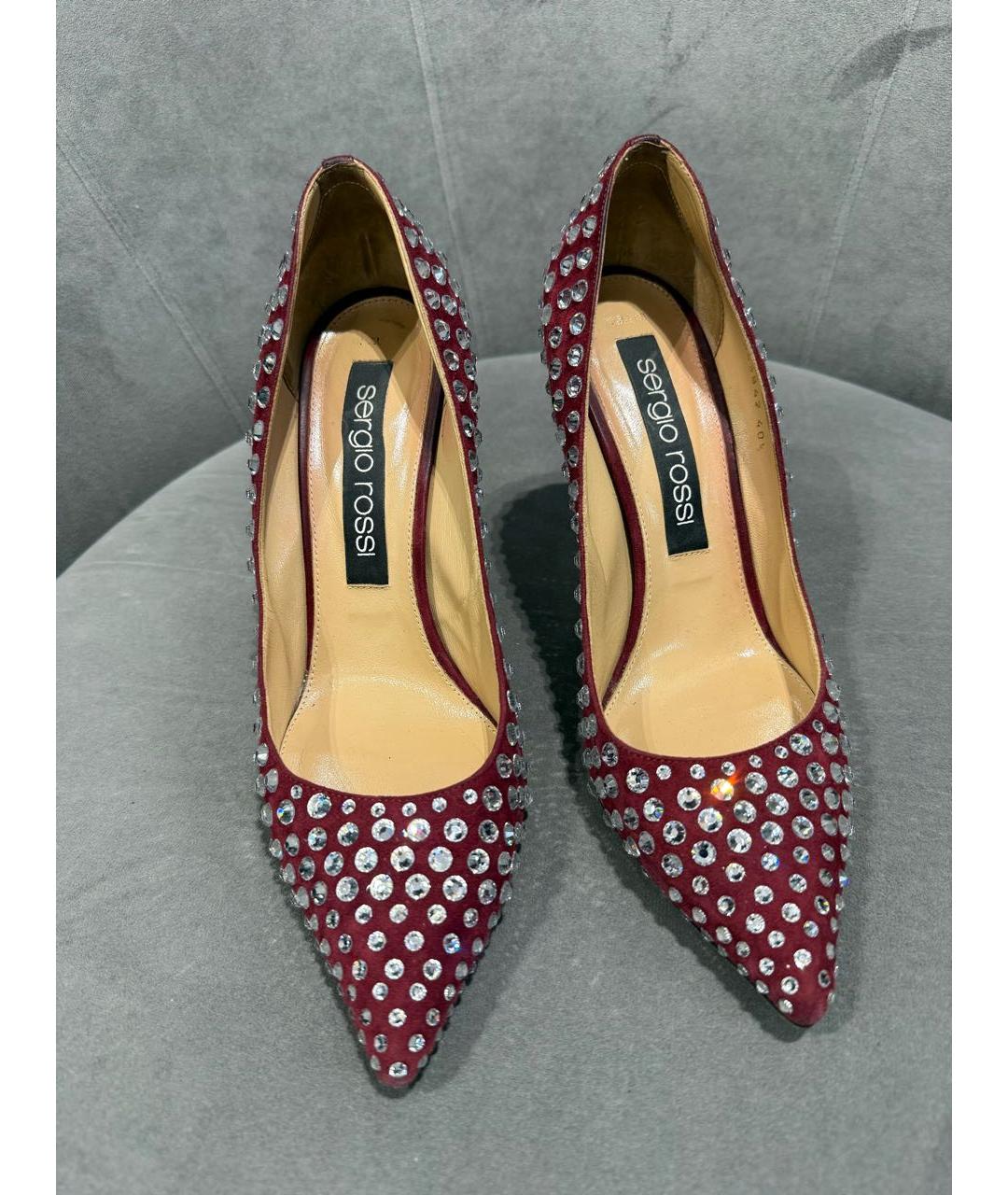 SERGIO ROSSI Бордовые замшевые туфли, фото 4