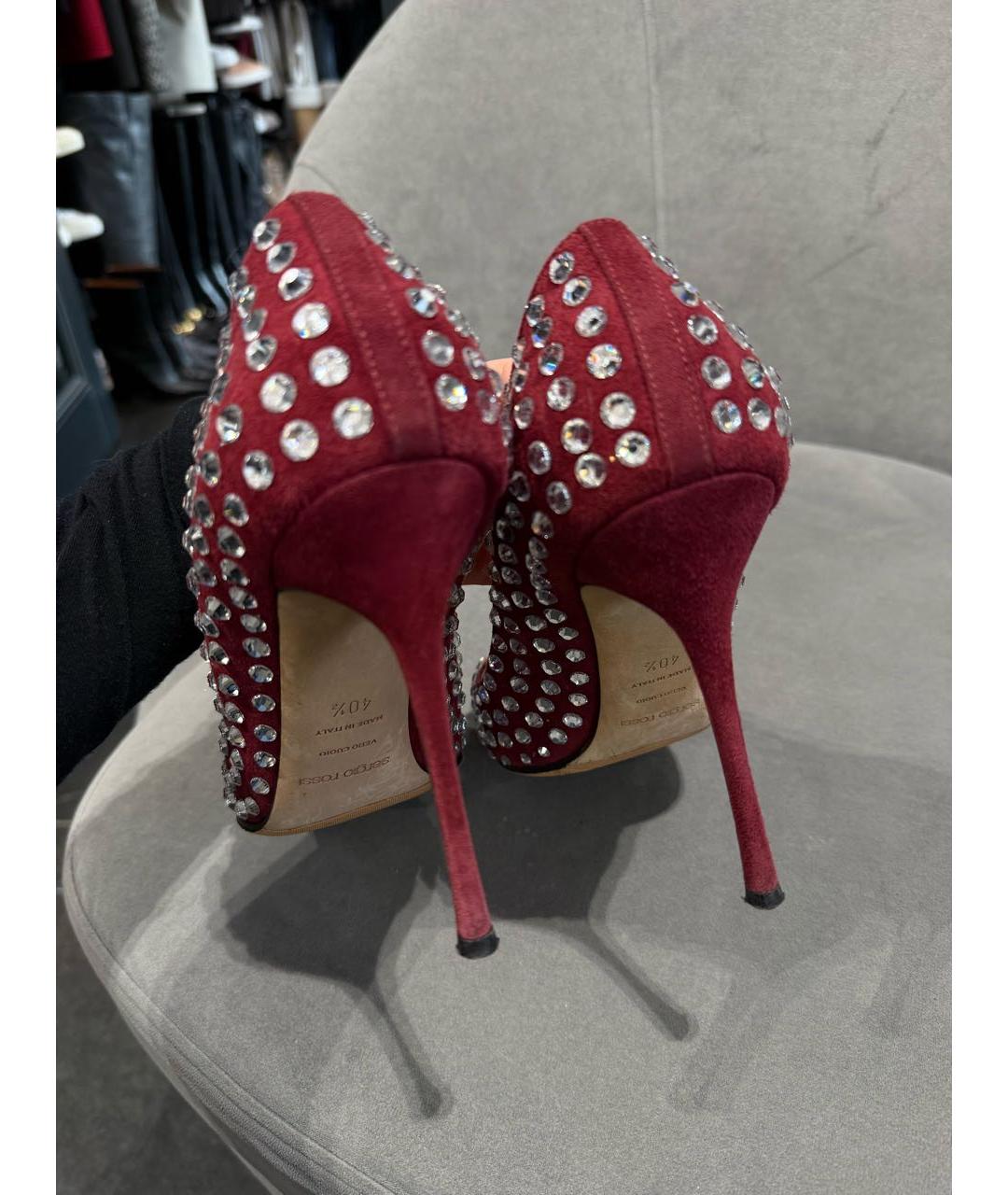 SERGIO ROSSI Бордовые замшевые туфли, фото 7