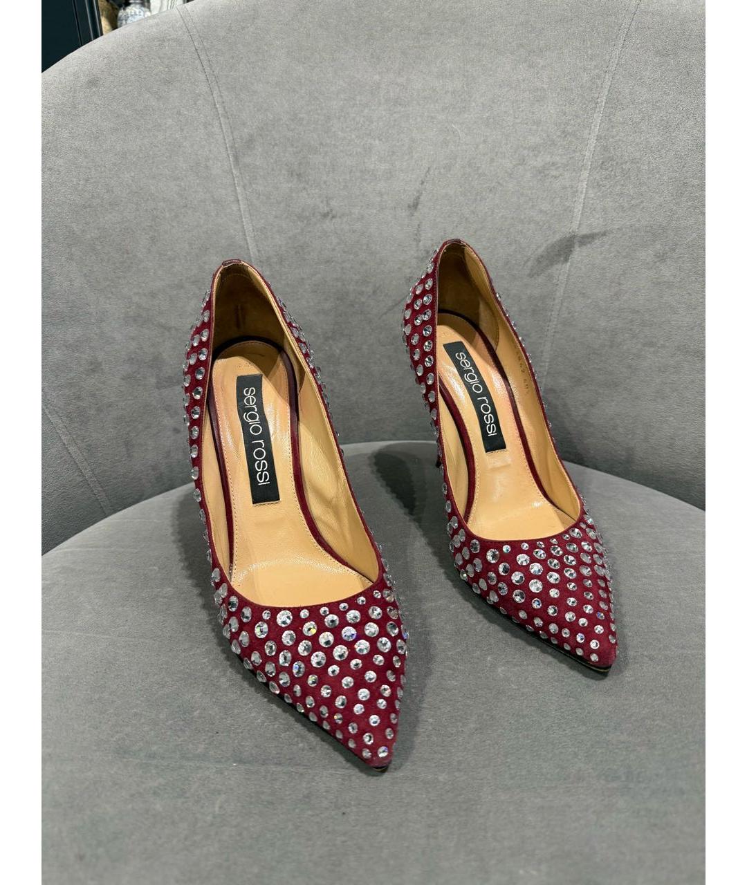 SERGIO ROSSI Бордовые замшевые туфли, фото 2