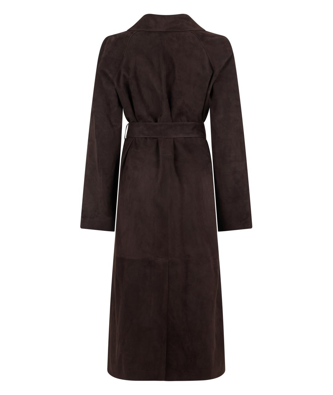 THE ROW Коричневое кожаное пальто, фото 2