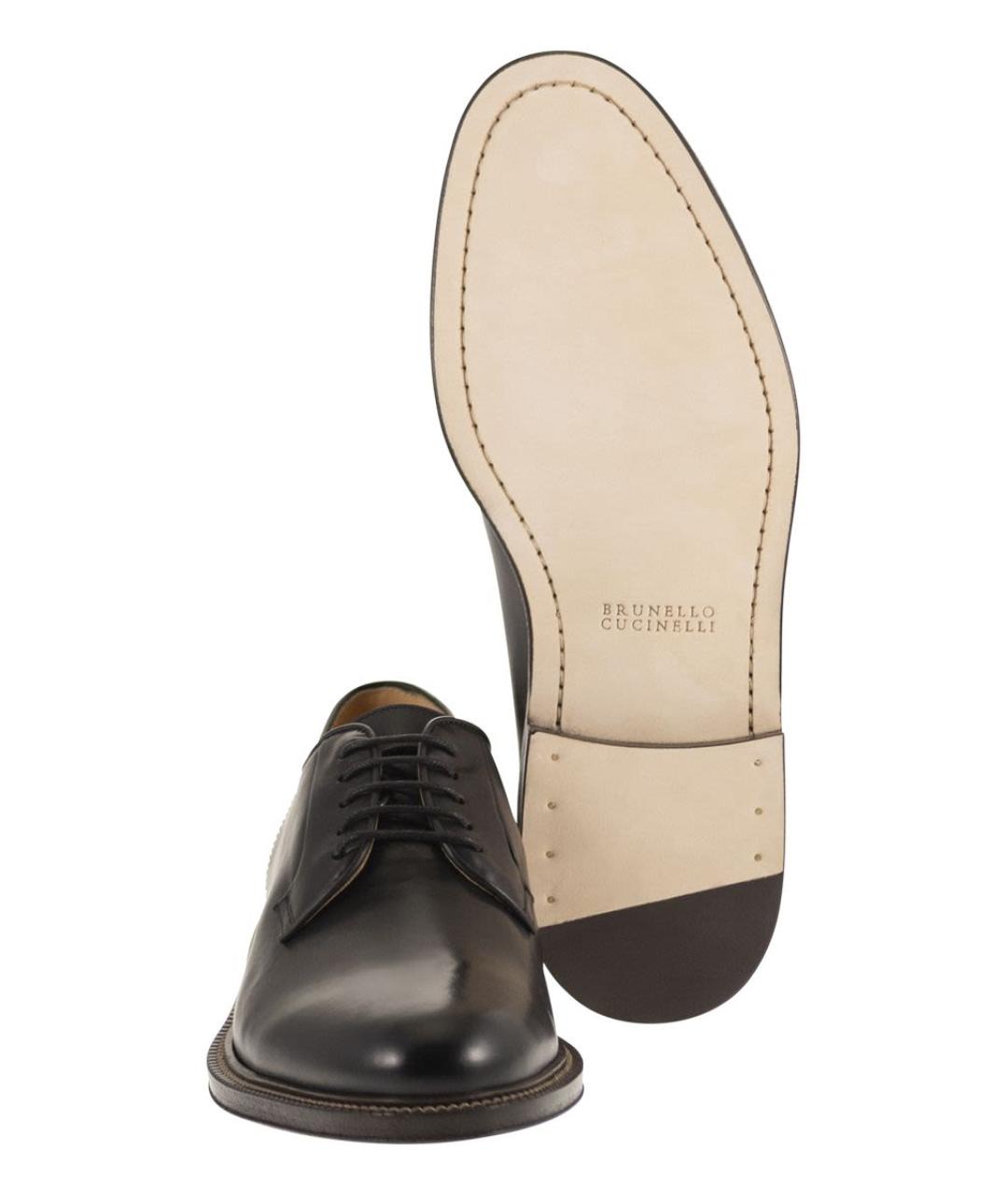 BRUNELLO CUCINELLI Черные кожаные туфли, фото 5