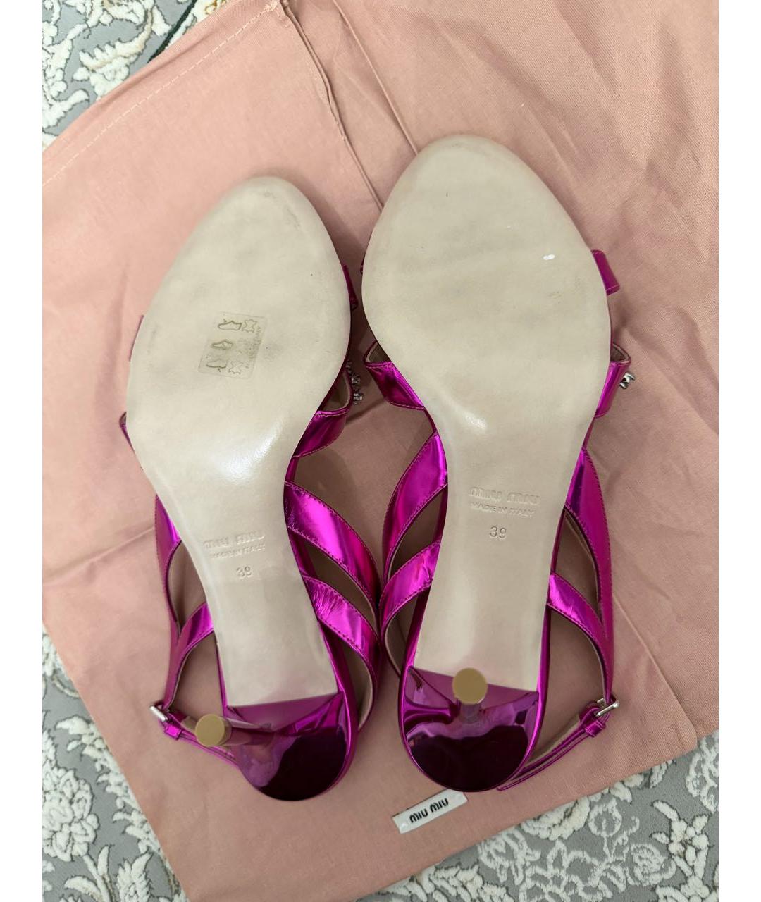 MIU MIU Фуксия кожаные босоножки, фото 3