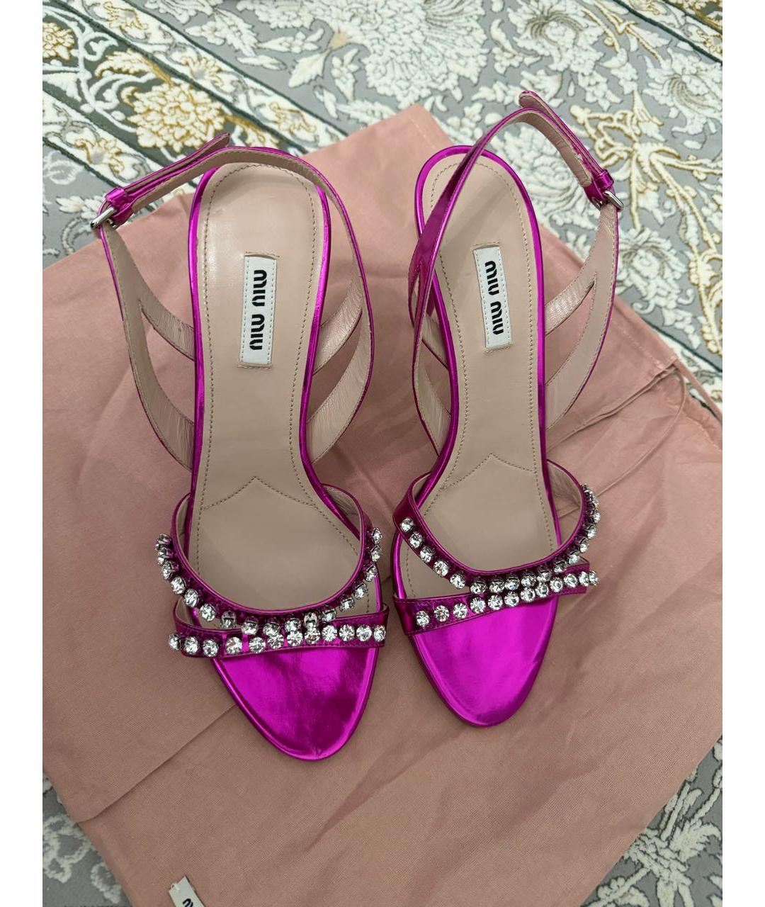 MIU MIU Фуксия кожаные босоножки, фото 2