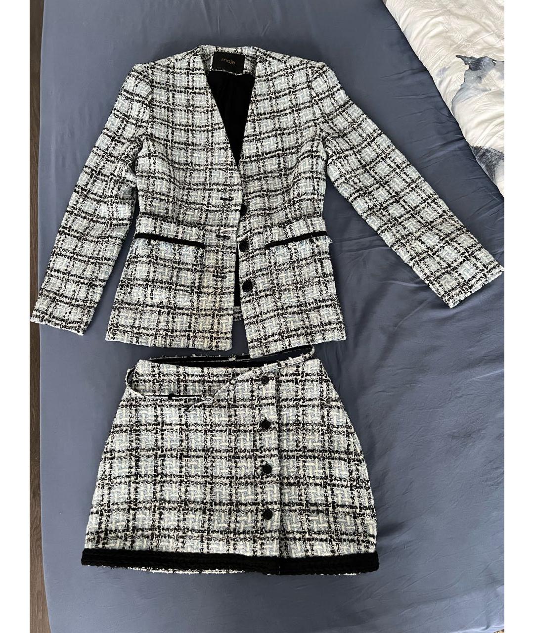 MAJE Голубой хлопковый костюм с юбками, фото 6