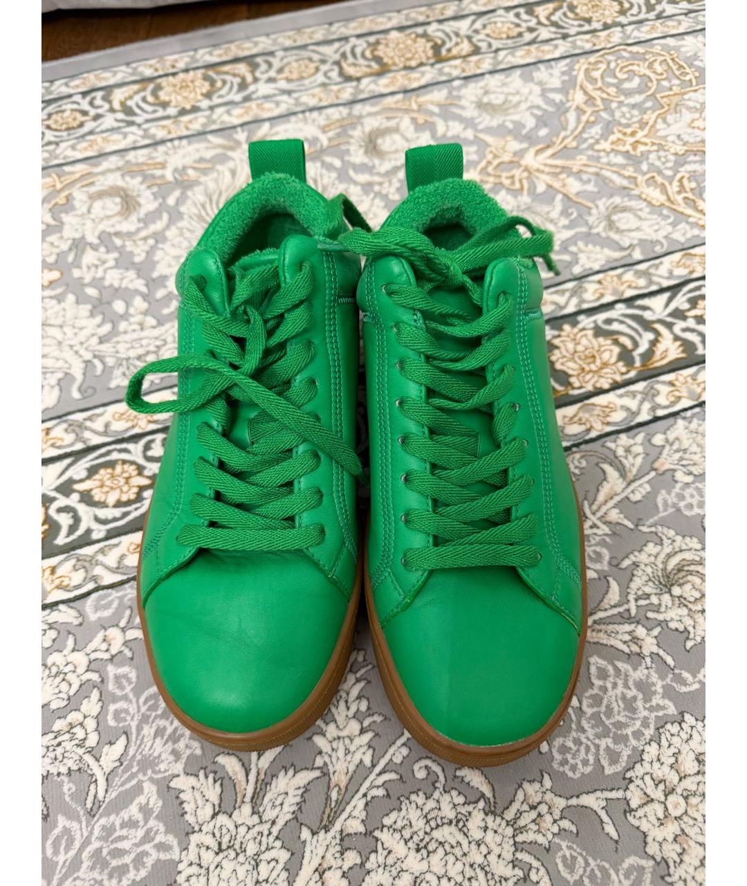 BOTTEGA VENETA Зеленые кожаные кеды, фото 2