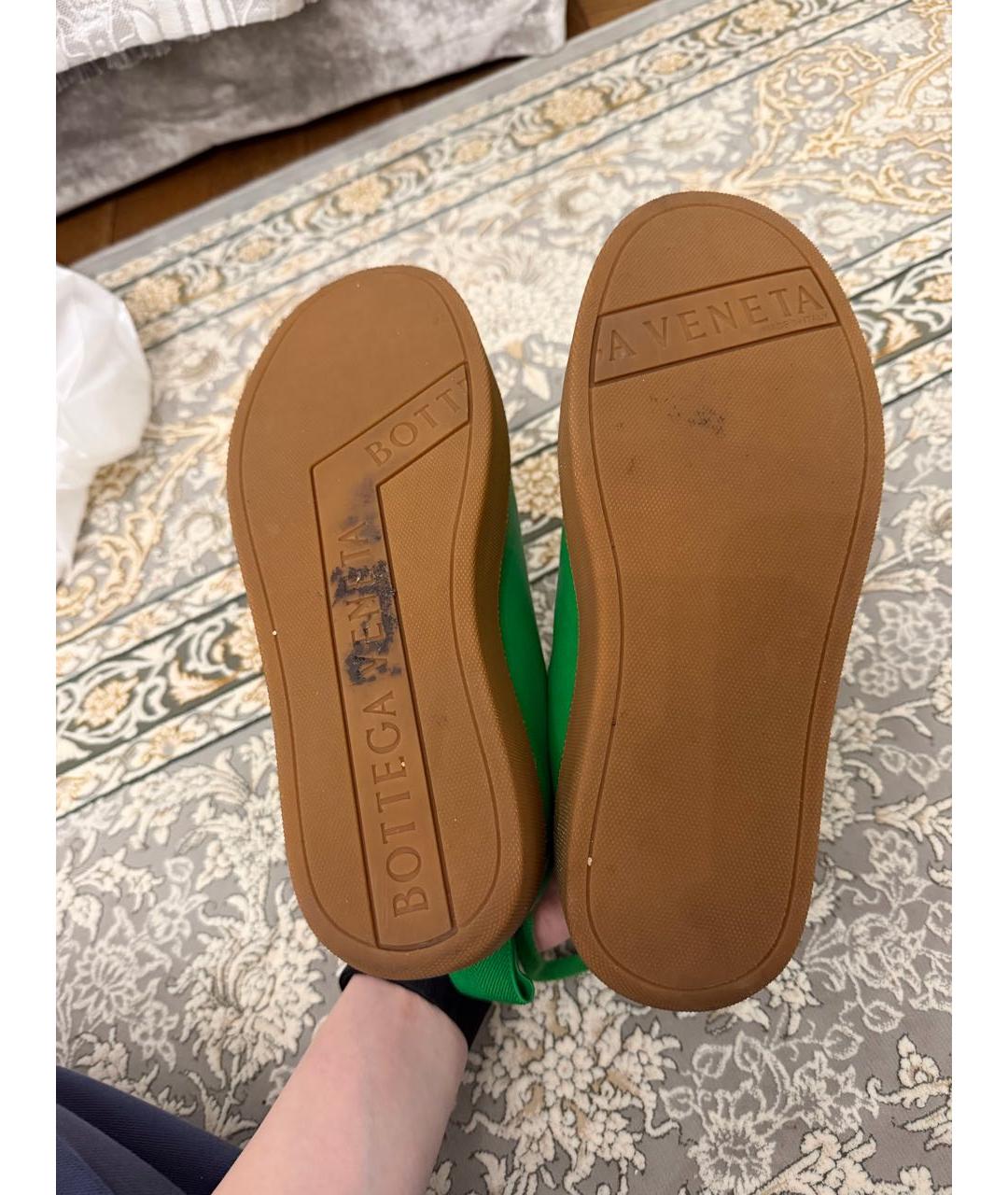 BOTTEGA VENETA Зеленые кожаные кеды, фото 3