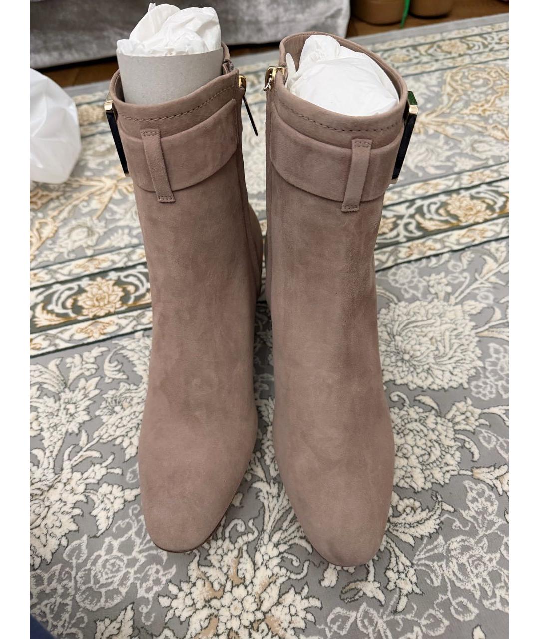 CHRISTIAN DIOR Бежевые замшевые полусапоги, фото 2