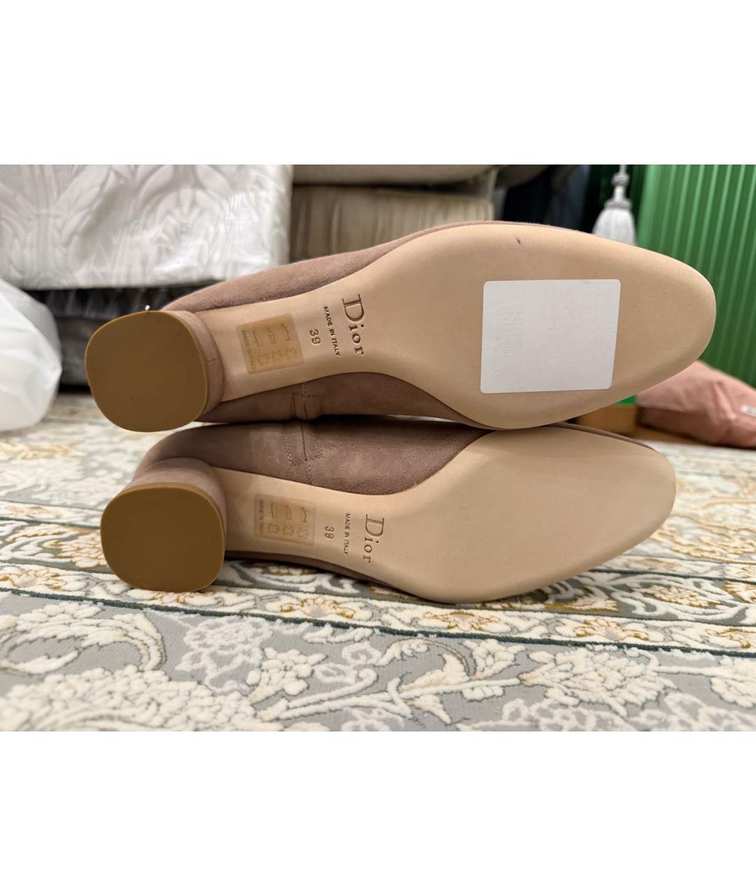 CHRISTIAN DIOR Бежевые замшевые полусапоги, фото 3