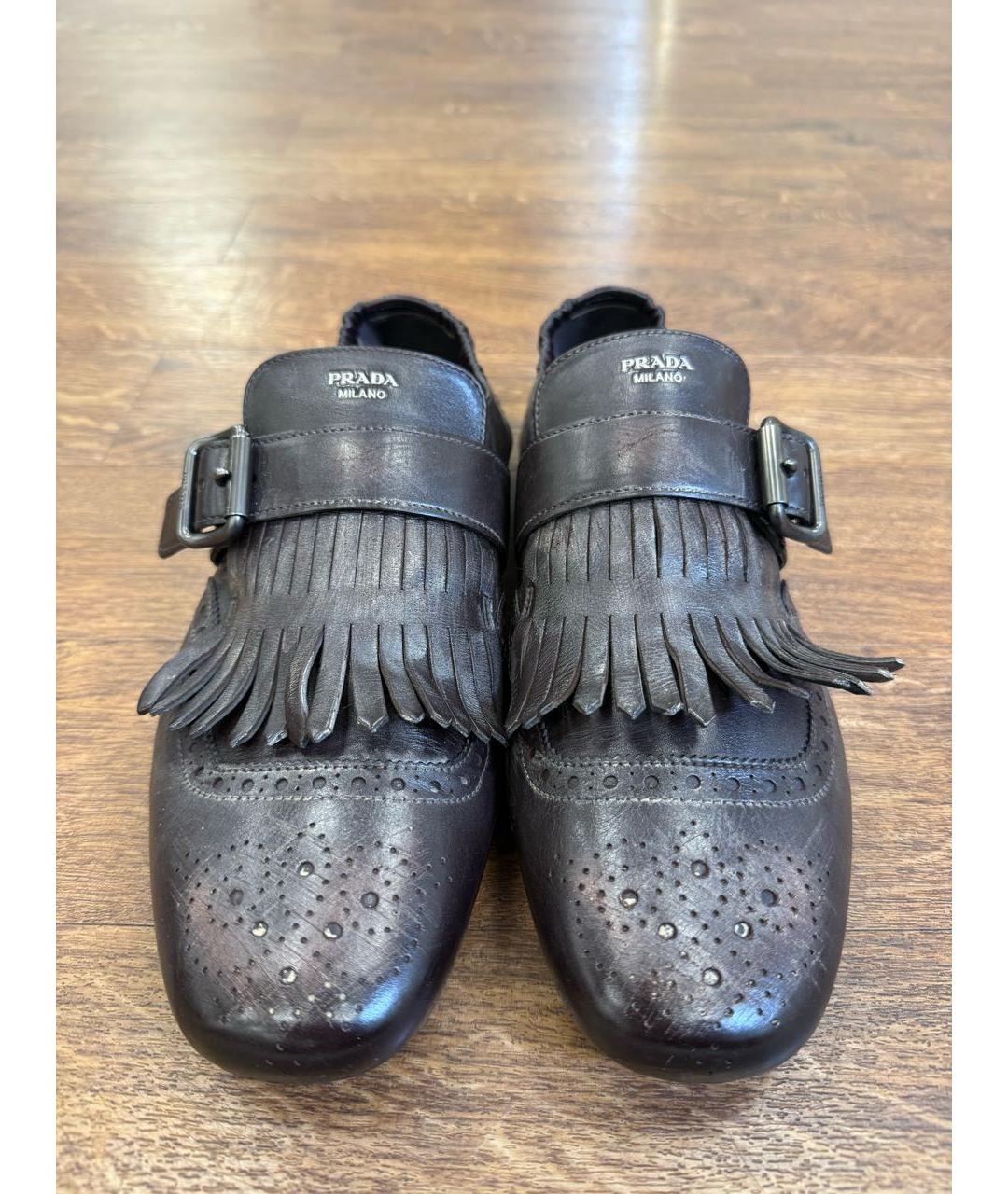 PRADA Коричневые кожаные лоферы, фото 2