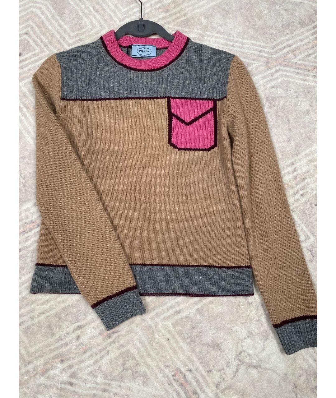 PRADA Бежевый шерстяной джемпер / свитер, фото 6