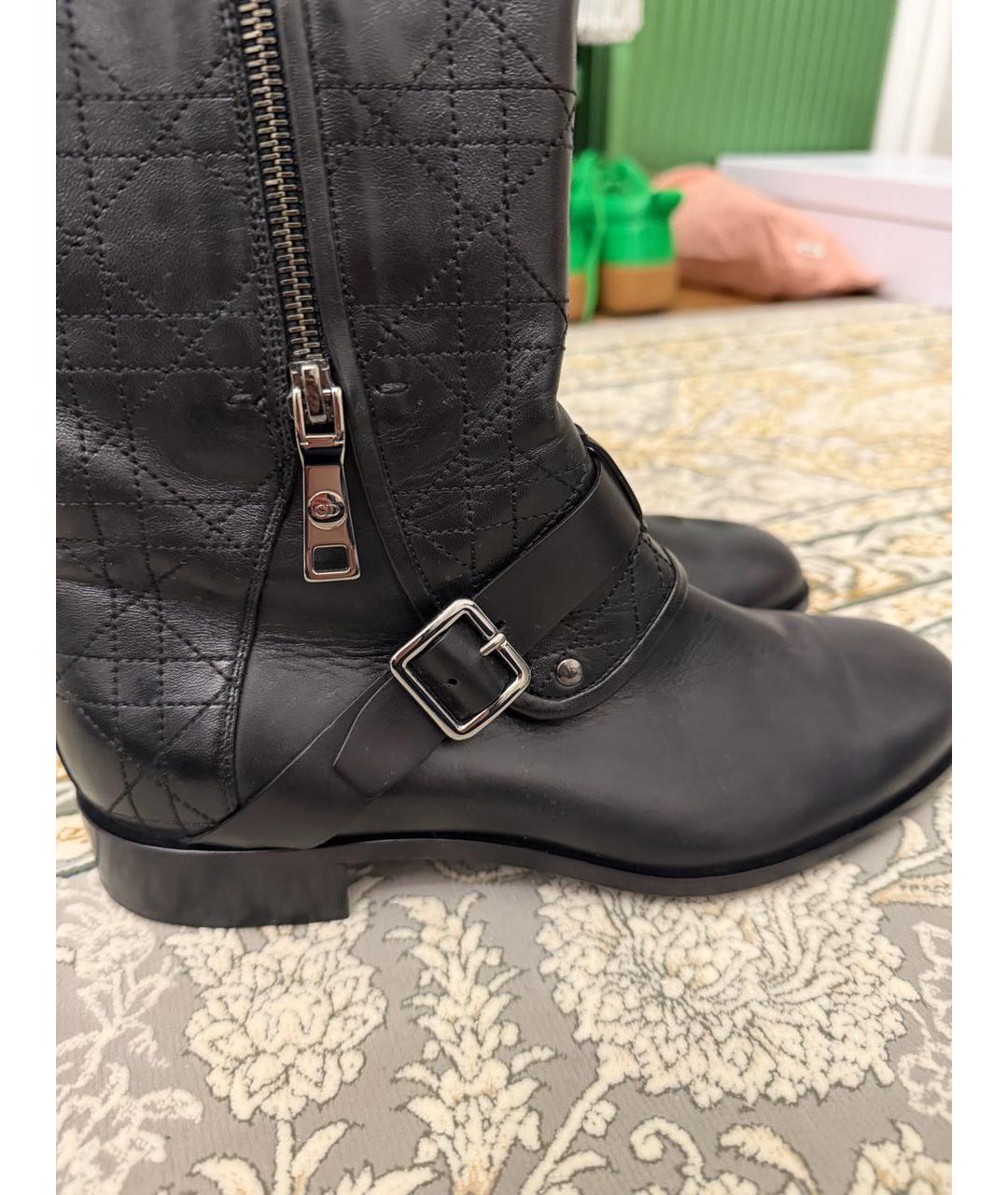 CHRISTIAN DIOR Черные кожаные сапоги, фото 2