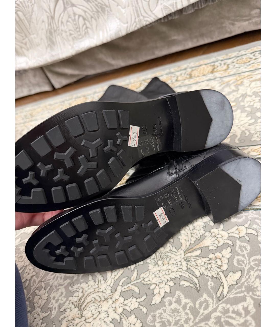 CHRISTIAN DIOR Черные кожаные сапоги, фото 5