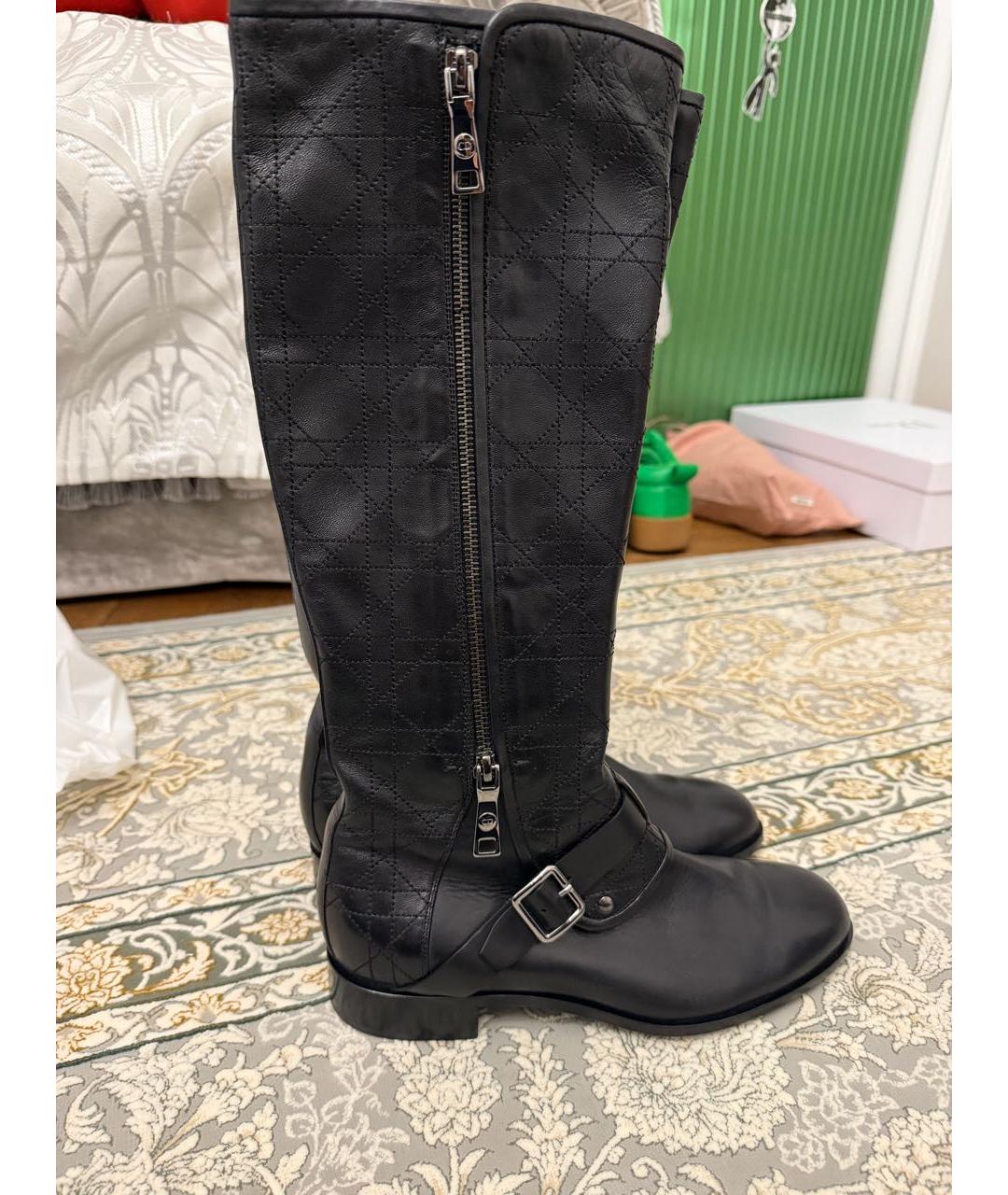 CHRISTIAN DIOR Черные кожаные сапоги, фото 6