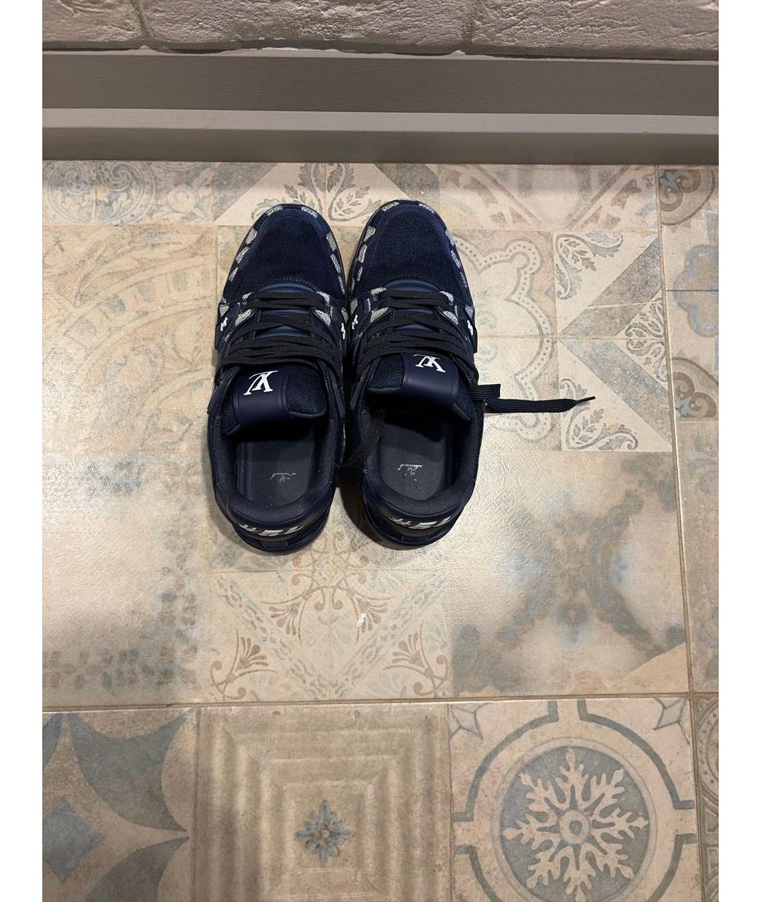 LOUIS VUITTON Синие текстильные низкие кроссовки / кеды, фото 3