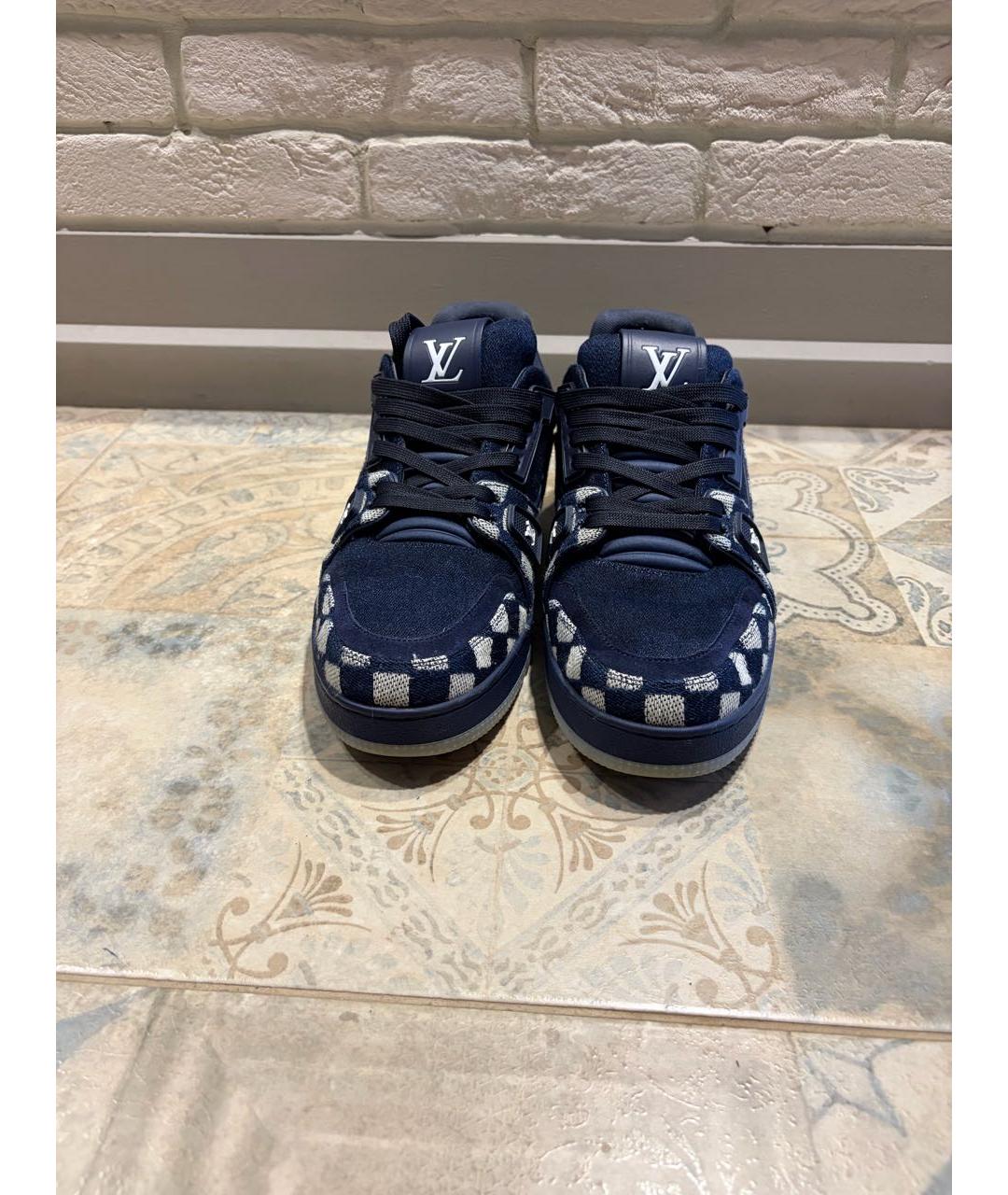 LOUIS VUITTON Синие текстильные низкие кроссовки / кеды, фото 2