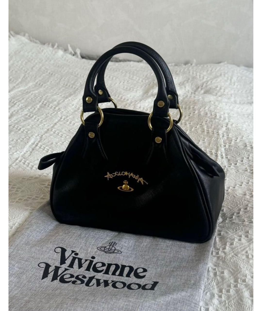 VIVIENNE WESTWOOD Черная сумка с короткими ручками из искусственной кожи, фото 7