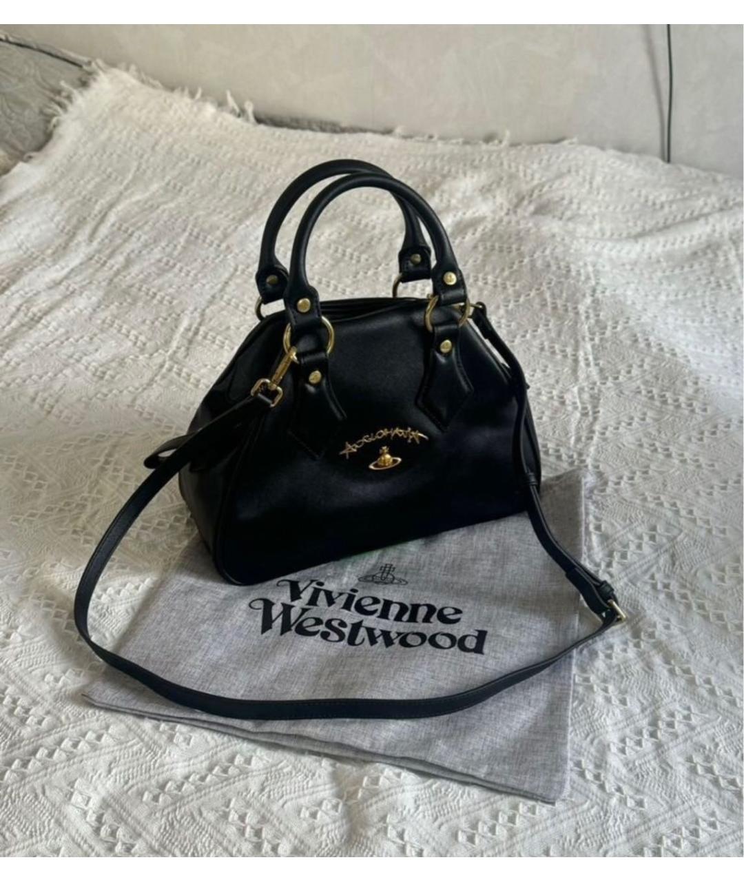 VIVIENNE WESTWOOD Черная сумка с короткими ручками из искусственной кожи, фото 2