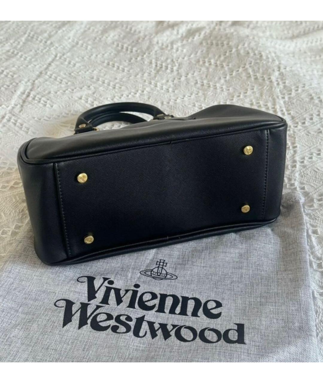 VIVIENNE WESTWOOD Черная сумка с короткими ручками из искусственной кожи, фото 5