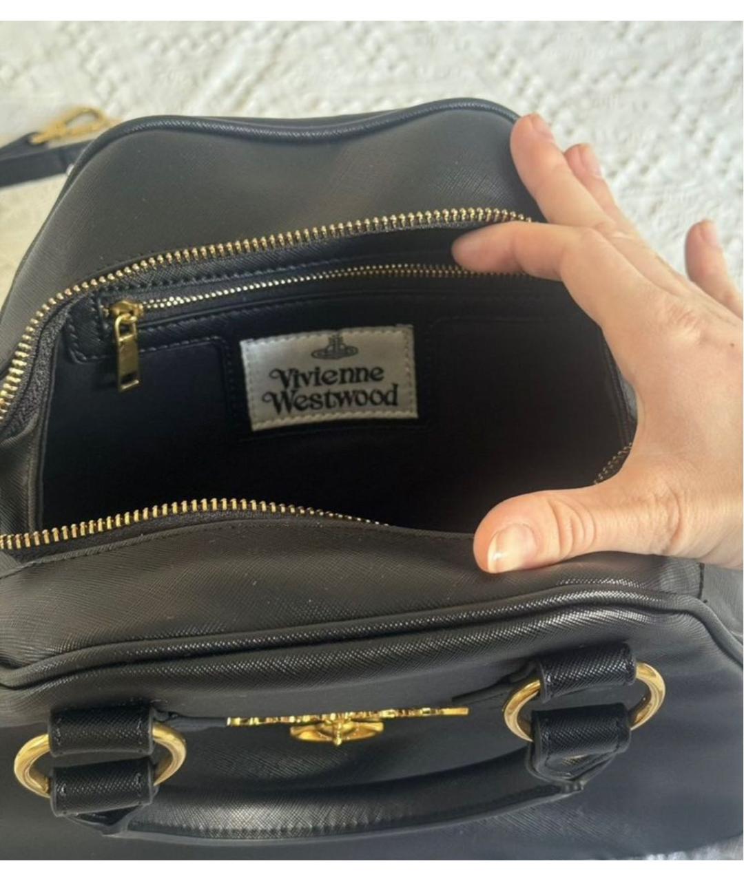 VIVIENNE WESTWOOD Черная сумка с короткими ручками из искусственной кожи, фото 4