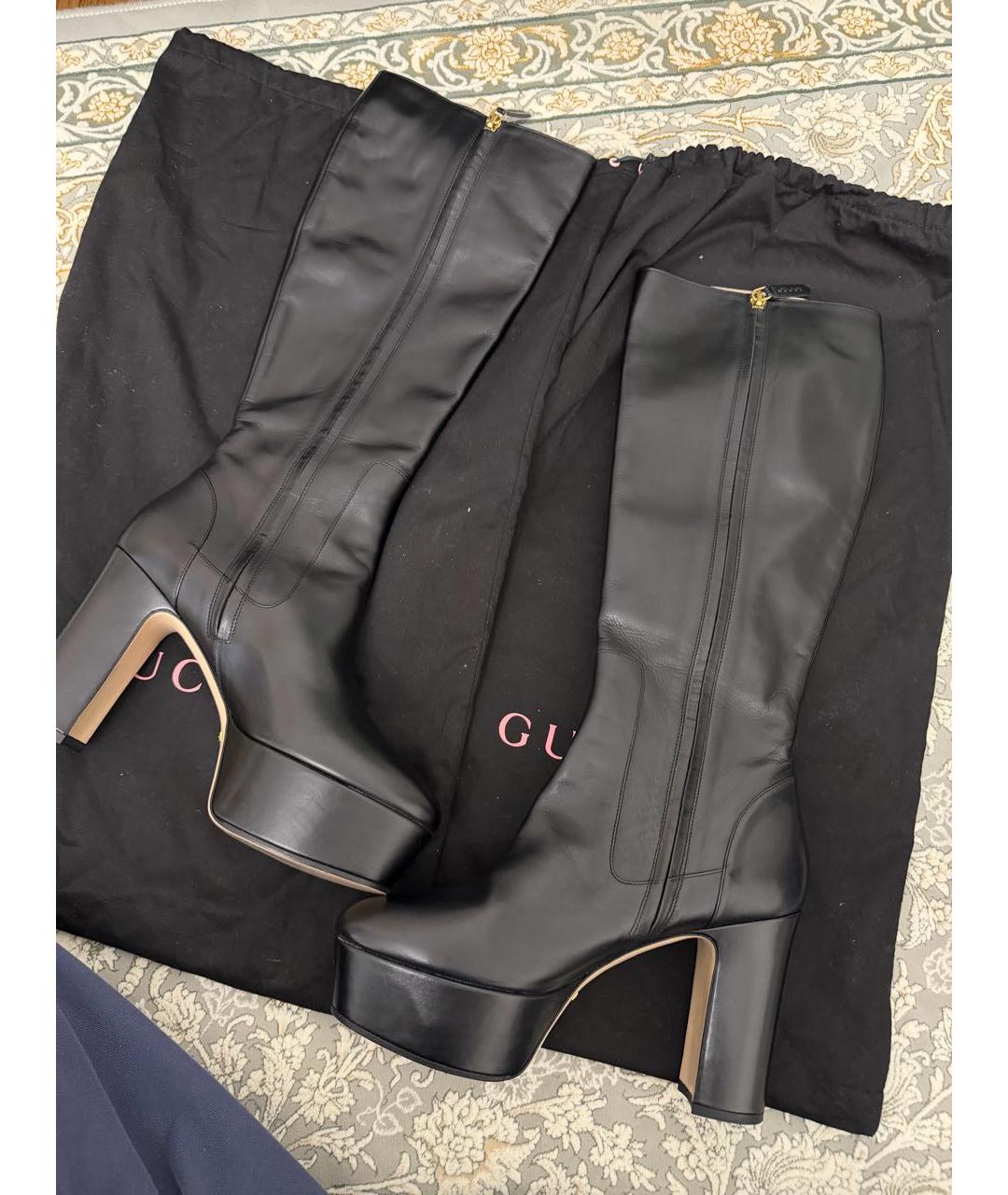 GUCCI Черные кожаные сапоги, фото 3