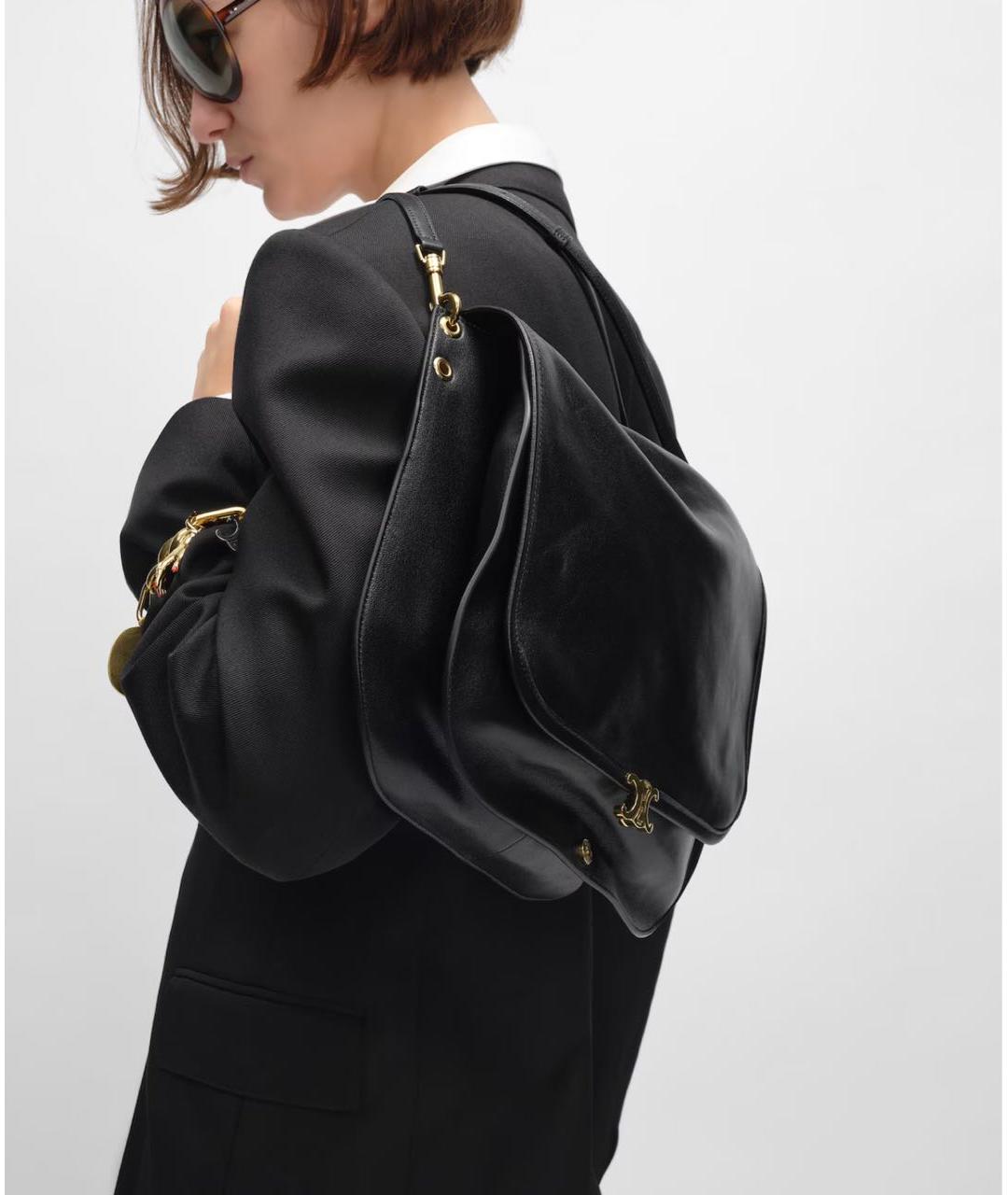 CELINE Черная кожаная сумка тоут, фото 3