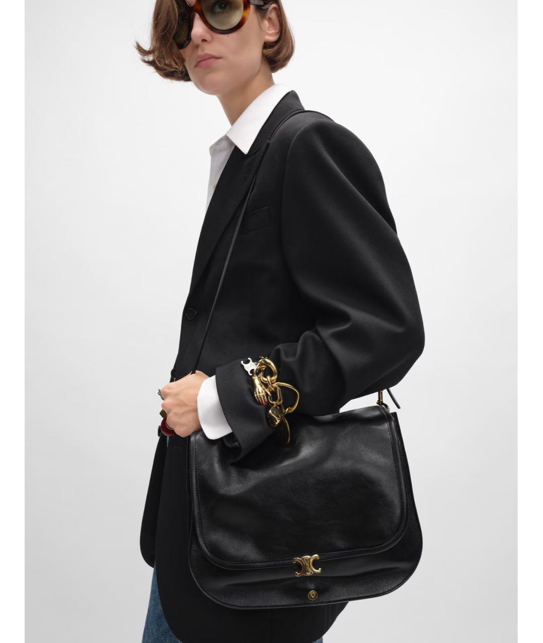 CELINE Черная кожаная сумка тоут, фото 2