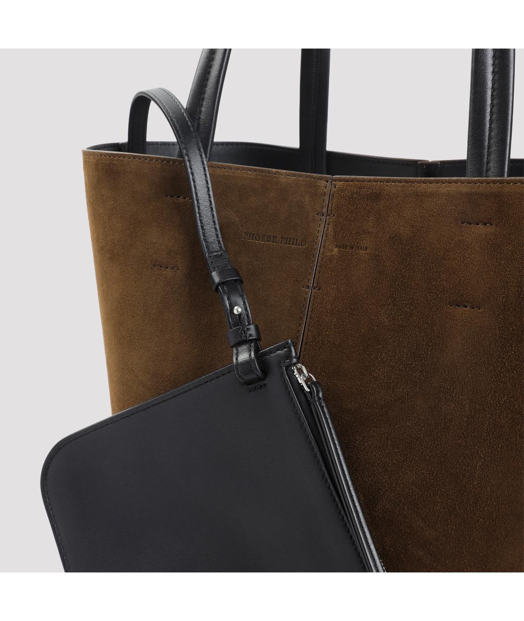 PHOEBE PHILO Коричневая замшевая сумка тоут, фото 4