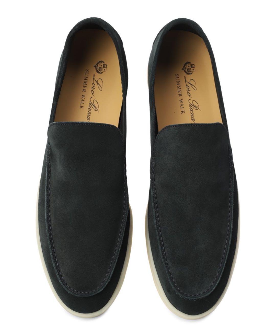 LORO PIANA Темно-синие замшевые лоферы, фото 3