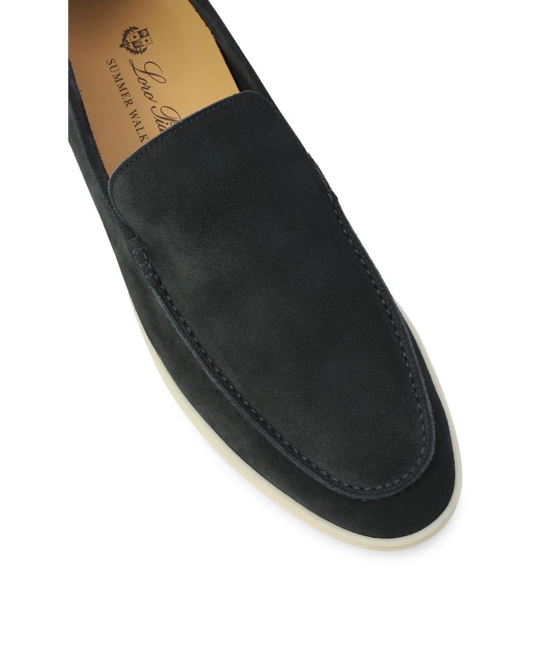 LORO PIANA Темно-синие замшевые лоферы, фото 5