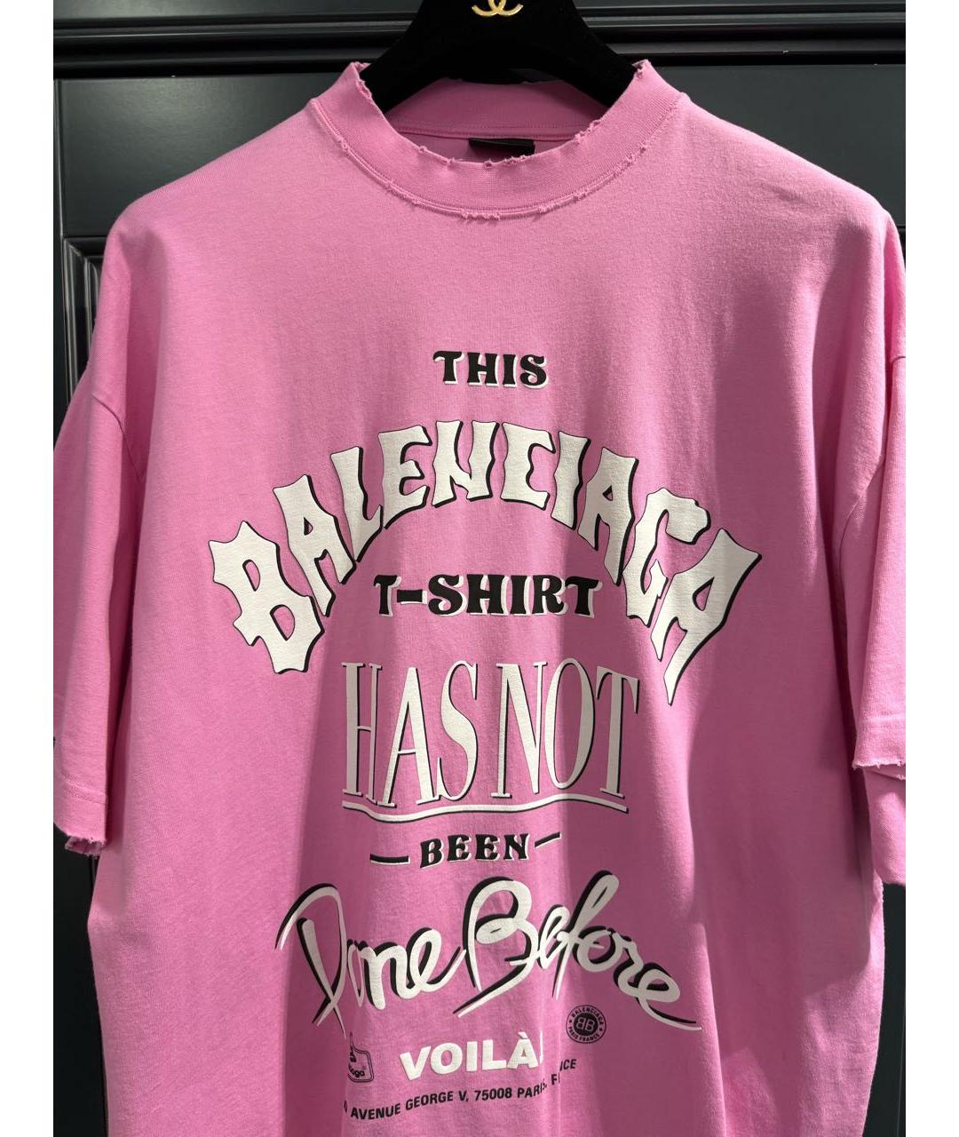BALENCIAGA Розовая хлопковая футболка, фото 3