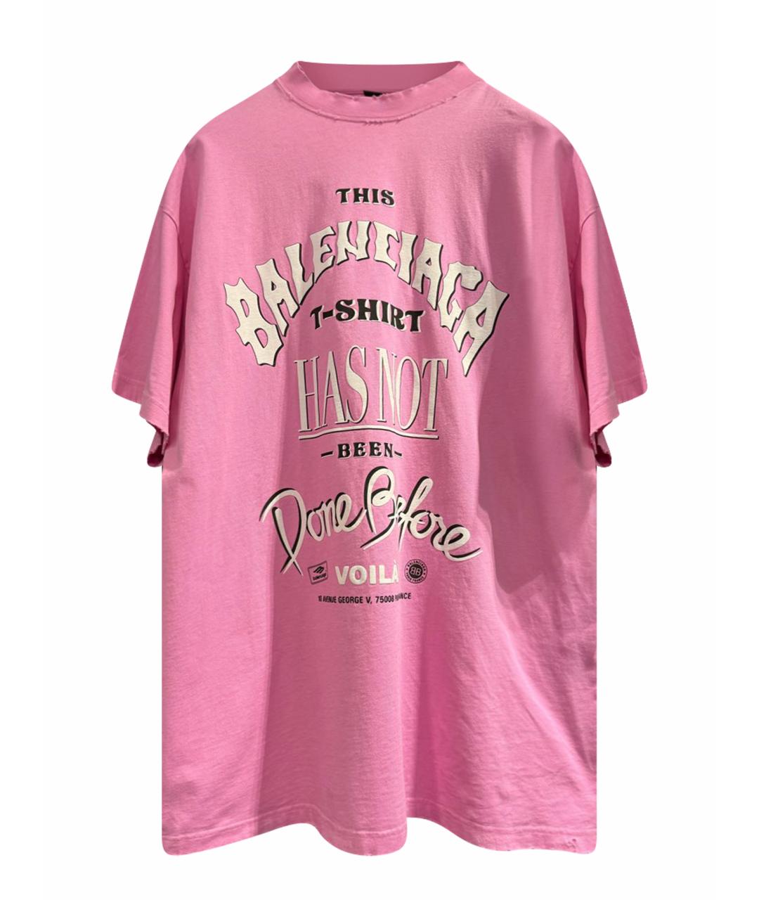 BALENCIAGA Розовая хлопковая футболка, фото 1